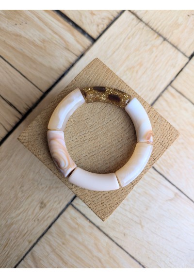 !!! NEW !!! Bracelet GEORGES beige et léopard glitter doré