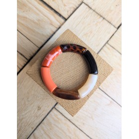 !!! NEW !!! Bracelet GEORGES noir et terracotta léopard ambré