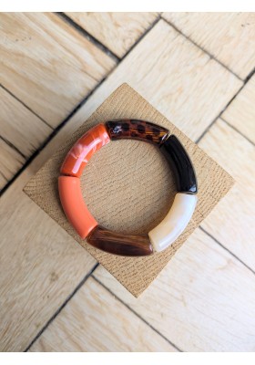 !!! NEW !!! Bracelet GEORGES noir et terracotta léopard ambré