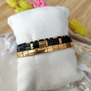BRACELET CAMILLE x CLYDE – lot de 3 noir et doré