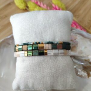 BRACELET CAMILLE x CLYDE – lot de 3 vert et doré