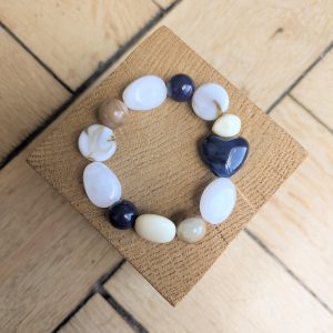 Bracelet DIANE bleu marine et écru 12€