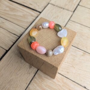 Bracelet DIANE jaune, corail et kaki