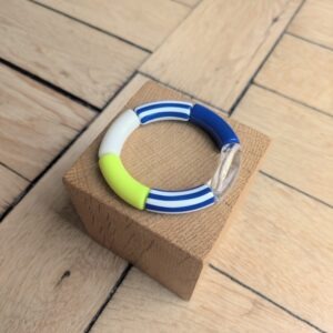 Bracelet GEORGES bleu rayé et jaune fluo